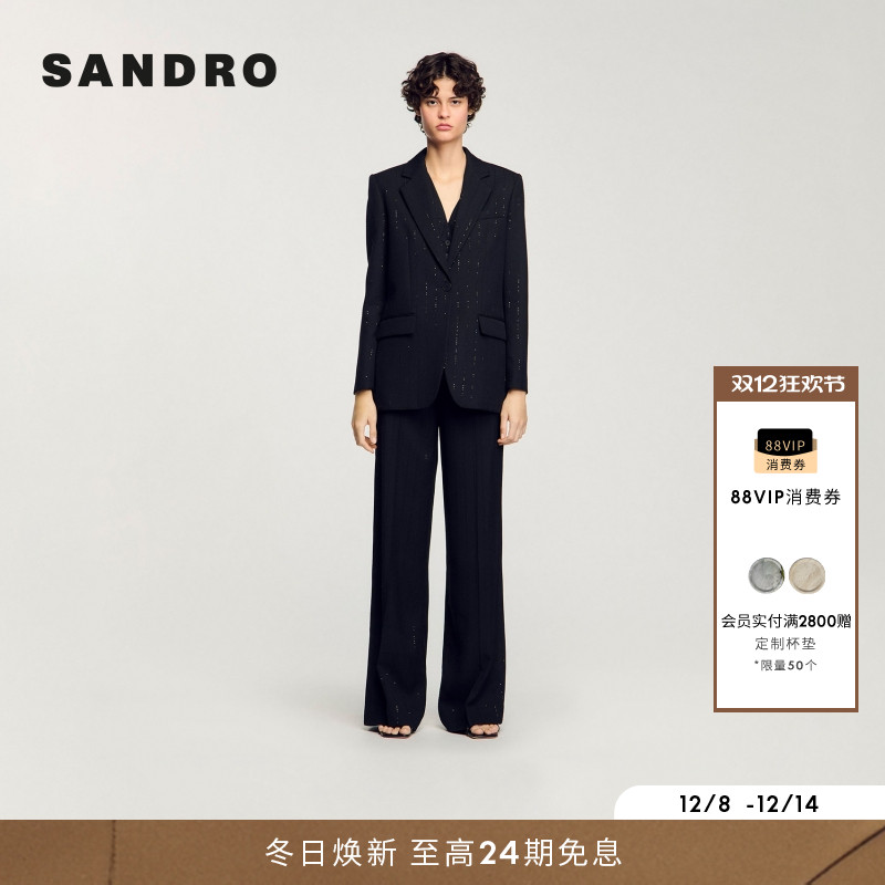 SANDRO女装时尚优雅黑色亮片西装