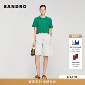 新款 polo领波浪形下摆短款 女装 SANDRO2026春季 法式 时尚 针织T恤衫