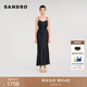 季 吊带连衣裙 优雅度假风深蓝色修身 末6折SANDRO2025秋冬新款 女装