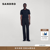 黑色松紧腰垂坠感直筒阔腿裤 SANDRO秋冬男装 款 时尚 法式 简约经典