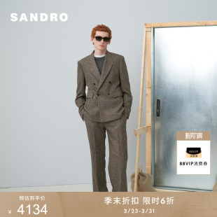 优雅纹理感双排扣西装 季 时尚 法式 外套 末6折SANDRO2025秋冬男装