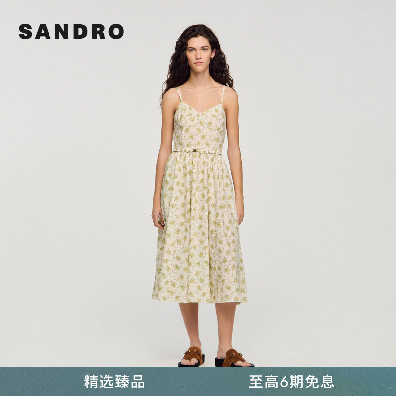 SANDRO碎花A字吊带连衣裙图片
