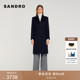 季 大衣 黑色双排扣羊毛混纺过膝修身 末6折SANDRO2025秋冬新款 女装