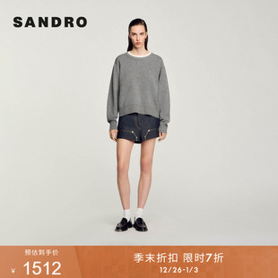 针织衫 灰色假两件拼接圆领长袖 上衣内搭 末7折SANDRO秋冬女装 季