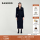 修身 SANDRO秋冬女装 黑色口袋金属扣长款 气质时尚 直筒半身裙 法式