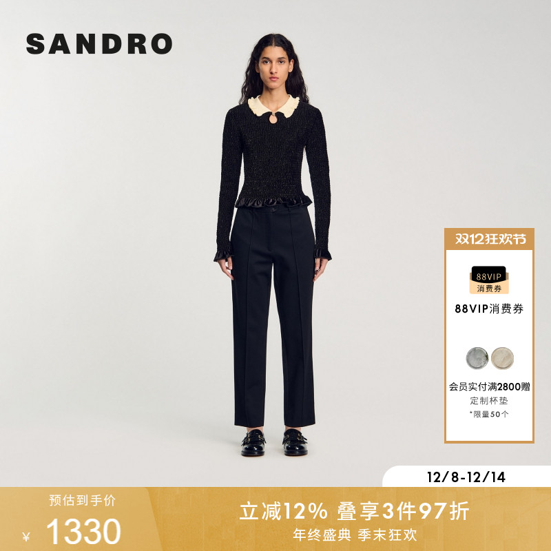 SANDRO女装时尚法式黑白针织上衣