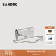 季 末7折SANDRO秋冬女士法式 简约皮质银色复古链条方形斜挎包女包