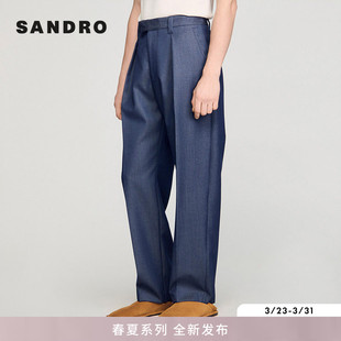 新款 简约拉链门襟高腰阔腿九分西裤 男装 经典 法式 SANDRO2026春季