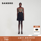 吊带连衣裙 优雅棉质杏色花朵刺绣镂空A字短款 SANDRO春夏女装 法式