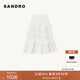 蛋糕裙长款 SANDRO春夏女装 优雅白色镂空纽扣长款 时尚 半身裙 法式