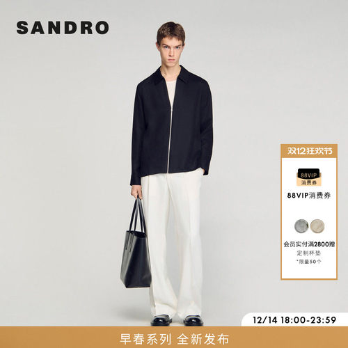 SANDRO开叉袖口翻领拉链夹克