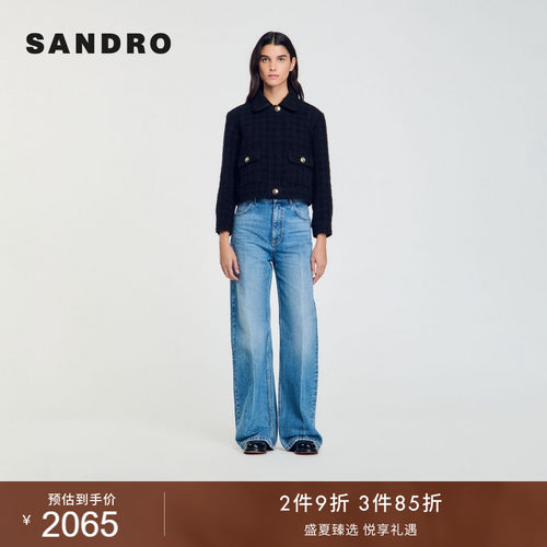 SANDRO女装时尚格纹黑色外套