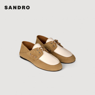 撞色牛皮革拼接两穿踩跟乐福鞋 SANDRO2026春季 时尚 女士法式 新款