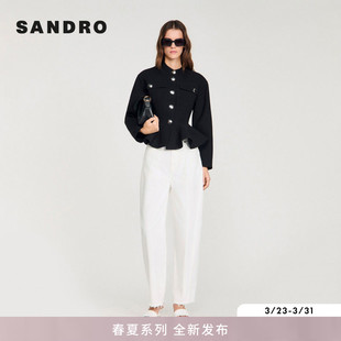 新款 黑色收腰圆领鱼尾下摆短款 女装 时尚 外套 法式 SANDRO2026春季