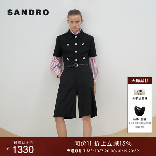 SANDRO女装时尚黑色短款外套