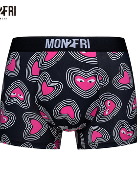 mon2fri男士内裤爱心趣味潮搞怪印花卡通可爱情人节内裤礼物