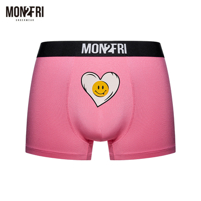 mon2fri男士内裤猛男粉平角裤爱心趣味莫代尔青少年四角裤大码潮