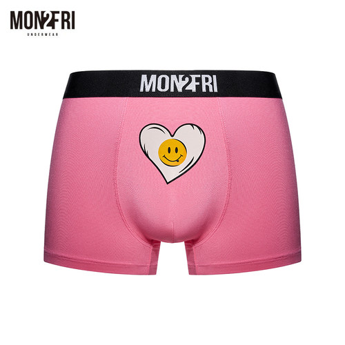 mon2fri男士内裤猛男粉平角裤爱心趣味莫代尔青少年四角裤大码潮