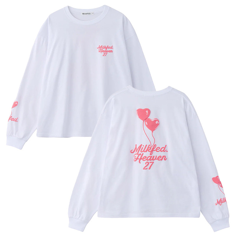 milk HEART BALLOON日系可爱立体图案春秋t恤女长袖重磅纯棉上衣
