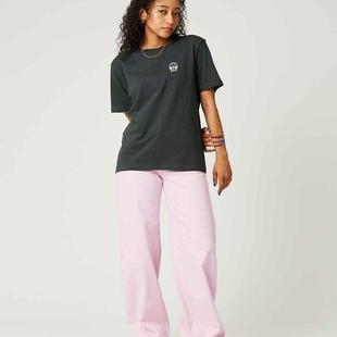 日系小众影子先生刺绣耳机重磅纯棉t恤女短袖夏季圆领亲子装上衣