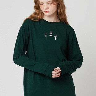 日系小众影子先生绅士立体泡泡纯棉t恤女长袖春秋外穿个性上衣tee