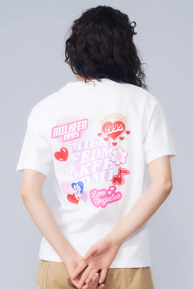 日系小众milk fancy logo印花重磅纯棉短袖t恤女正肩夏季圆领tee