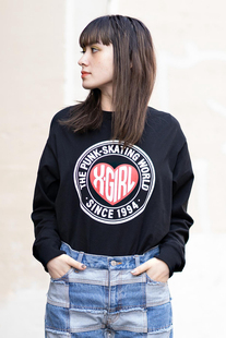 日系xgirl红心字母印花长袖t恤女纯棉重磅洋气宽松套头圆领春上衣