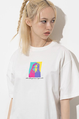 Y日系xgirl艺术印花白色短袖t恤女夏纯棉重磅夏季休闲圆领新款tee