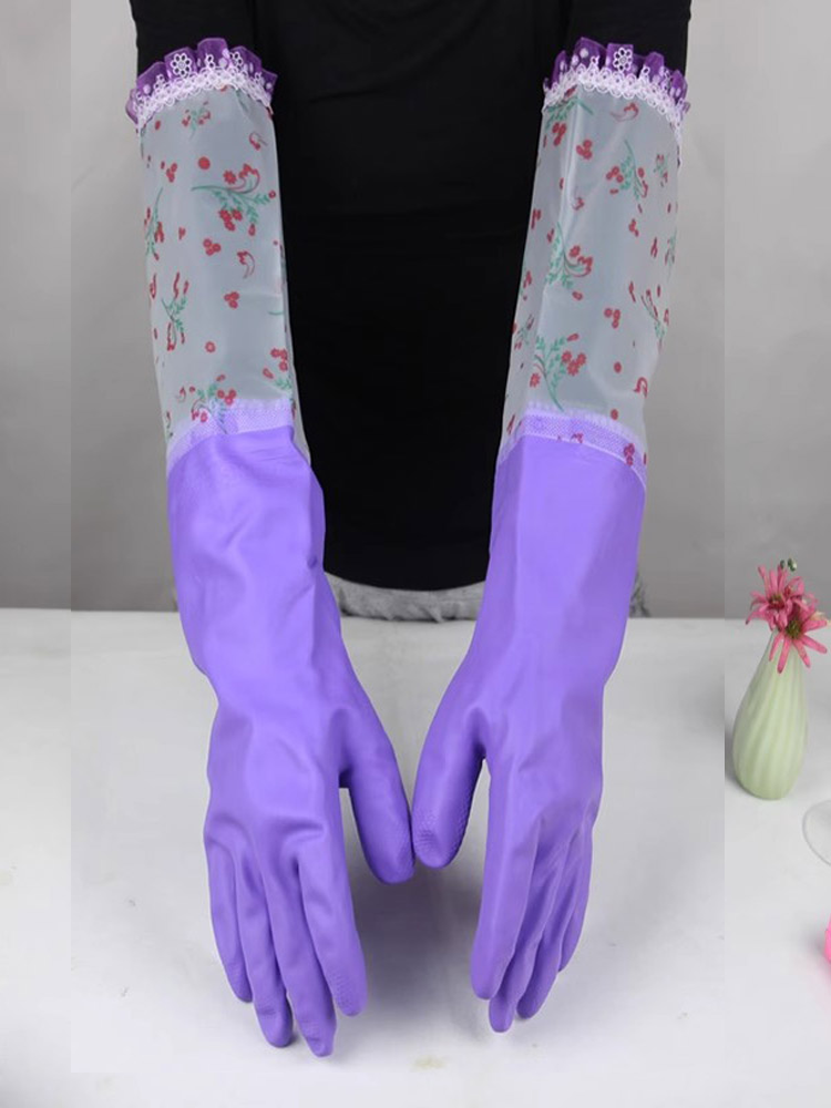 加宽口加厚保暖绒里乳胶冬款加长洗碗洗衣清洁耐用橡胶手套包邮