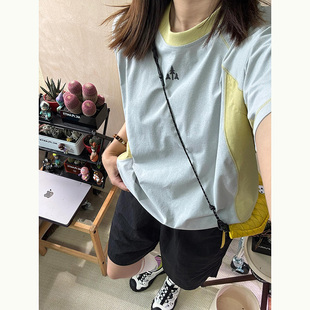 骑行服女夏季 山系机能短袖 撞色拼接轻薄透气凉感防晒速干训练t恤
