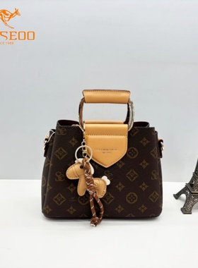 SEOSEOO九州袋鼠女包正品2025新款时尚印花手提包百搭单肩包77567