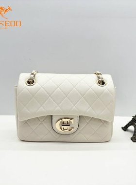 SEOSEOO九州袋鼠女包正品2025新款时尚菱格真皮小方包单肩包74194