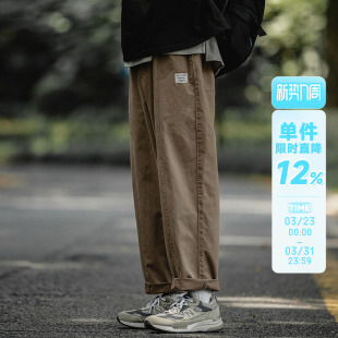 休闲裤 嘿马七作日系复古春秋款 宽松直筒裤 长裤 子潮牌 男生户外工装