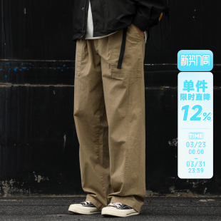 做旧水洗格纹休闲裤 长裤 男士 裤 子 潮机能工装 嘿马七作日系复古春季