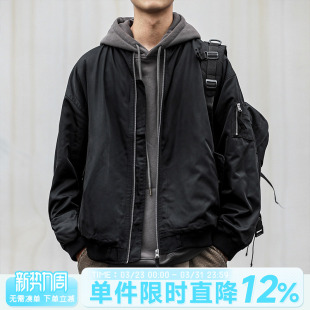 外套潮 休闲棉衣长袖 嘿马七作日系复古春秋款 机车立领飞行夹克男士