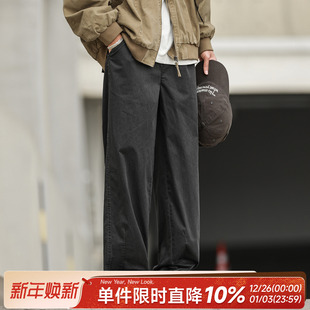 五合一腰头嘿马七作日系复古春秋做旧水洗宽松休闲裤 潮牌