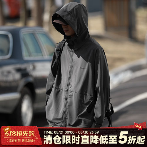 嘿马七作薄款连帽防晒服
