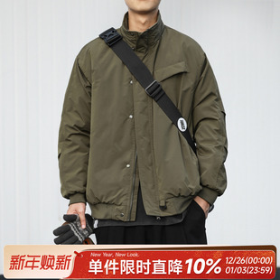 棉衣立领棉服外套潮牌 暗格纹美式 防泼水嘿马七作日系复古冬季 男士