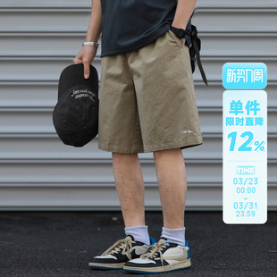 宽松运动五分裤 270g嘿马七作日系复古夏季 短裤 休闲刺绣工装 子 男士