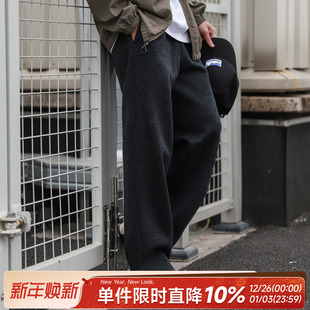 子潮 分割设计长裤 330g重磅嘿马七作日系复古春秋男士 休闲直筒卫裤