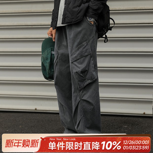 复古秋季 分割设计宽松休闲长裤 男士 裤 子 立体口袋工装 嘿马七作美式