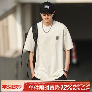 250g嘿马七作日系复古春夏款贴标圆领短袖T恤索罗娜宽松男生上衣