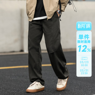 休闲长裤 嘿马七作日系复古春秋男士 宽松直筒裤 裤 子潮 分割打褶工装
