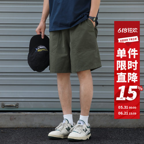 工装休闲短裤男松紧腰抽绳五分裤