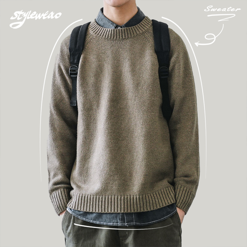 嘿马七作秋冬季新款纯色针织毛衣