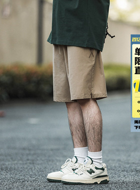 美式嘿马七作复古夏季男士户外直筒运动短裤外穿休闲五分裤子潮牌