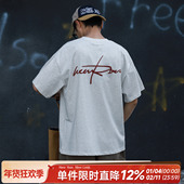 发泡字母印花短袖 250g嘿马七作日系复古夏款 男士 T恤休闲上衣潮牌