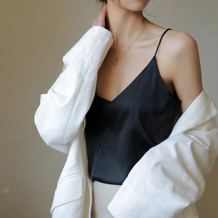 Q法式 内搭宽松遮肚设计感小众外穿上衣潮 丝打底吊带背心女夏季