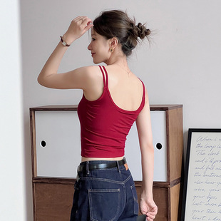 吊带背心女夏带胸垫文胸一体打底上衣内搭外穿内衣可露背可外穿