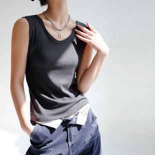 专柜微领正反两穿螺纹棉女2026夏季 外穿上衣 打底吊带背心内搭无袖